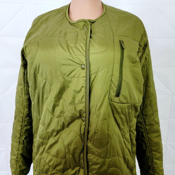 Lululemon Women's Heathered Juniper Green Insulated Quilted Long Bomber Jacket 8 - Picture 3 of 9